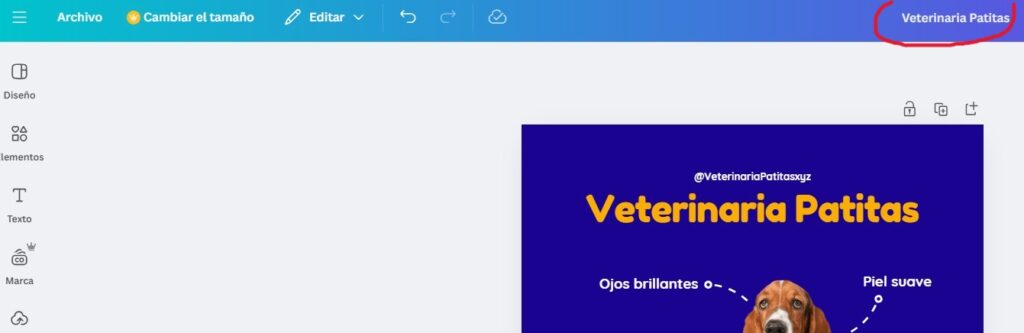 Cambiar nombre de post en canva