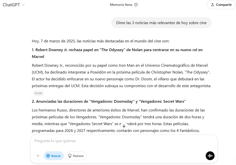 Cómo buscar noticias o información de internet desde chatgpt