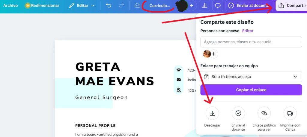 cómo crear currículum usando canva